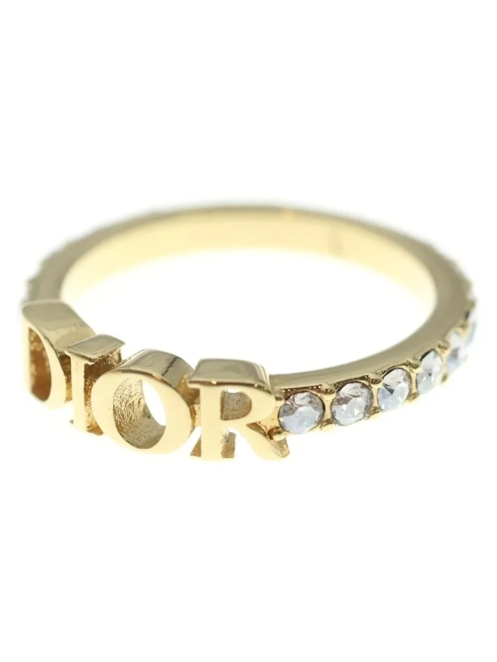 Dior Evolution Rhinestone Logo Ring L Gold